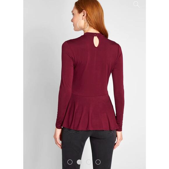 ModCloth Red Peplum Shirt - Picture 3 of 8